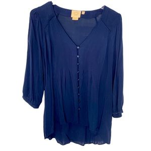 Anthropologie Vanessa Virginia Navy Blue Top Sz US Sz 6